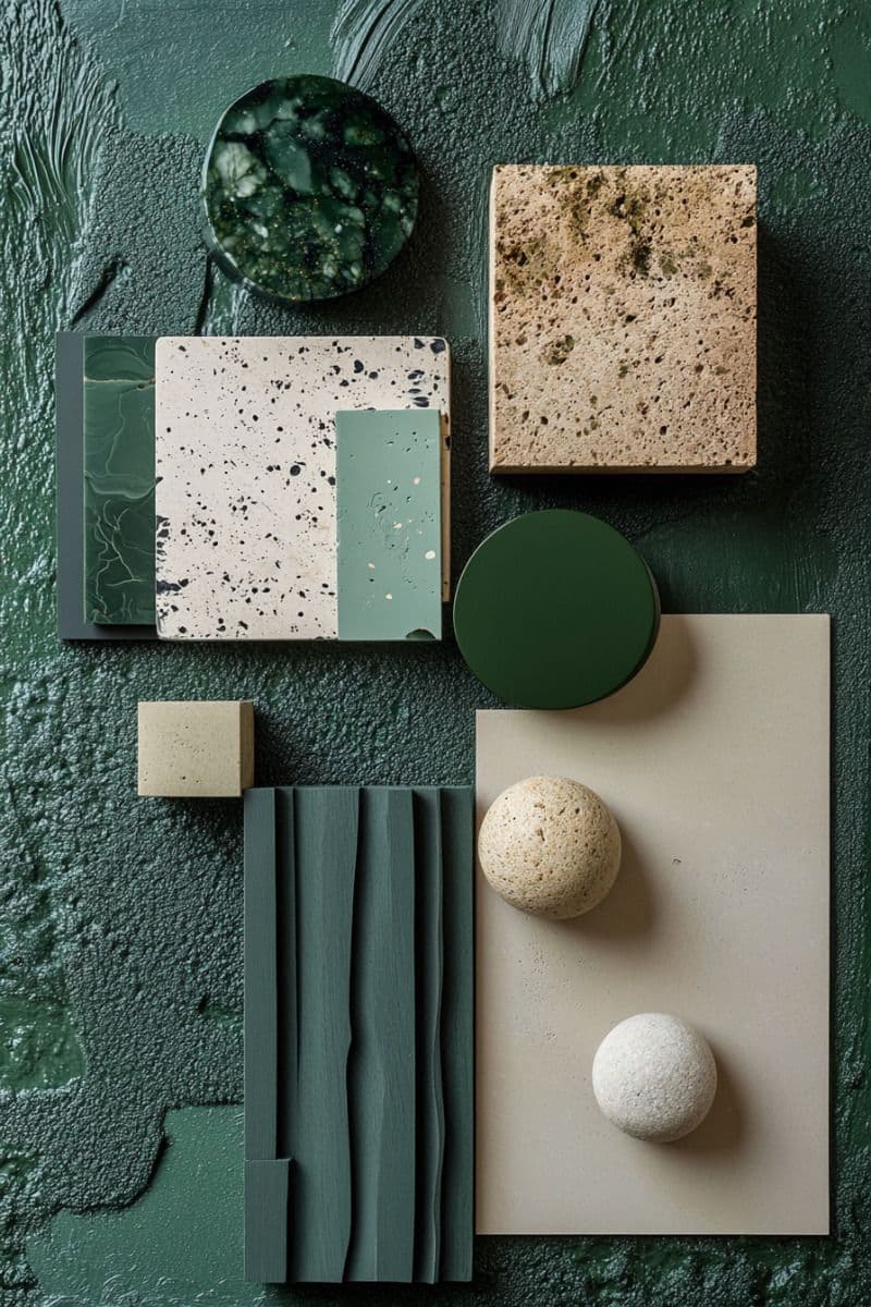 Board de materiais e tonalidades para direção de marca